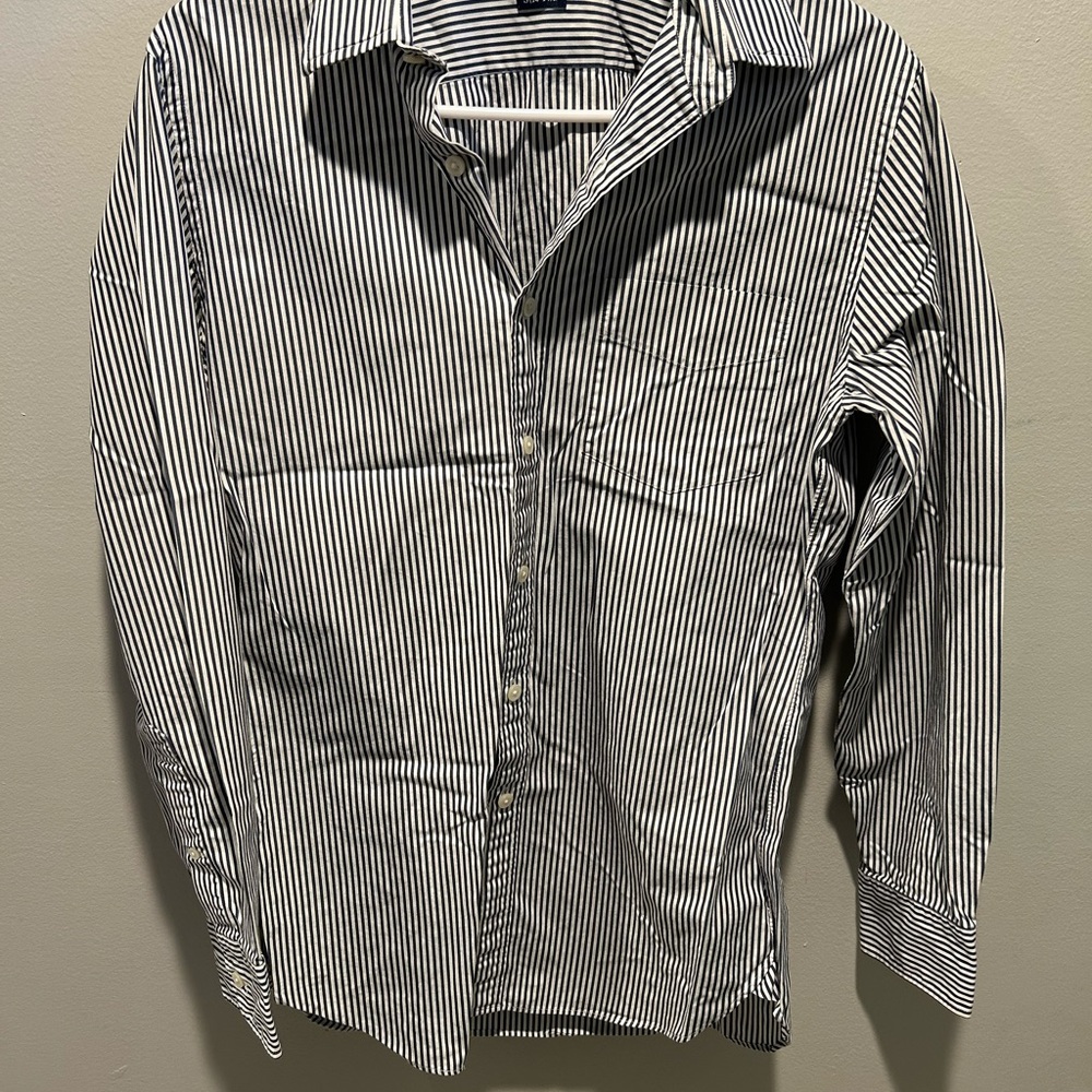 J. Crew Black and White Striped Casual Shirt